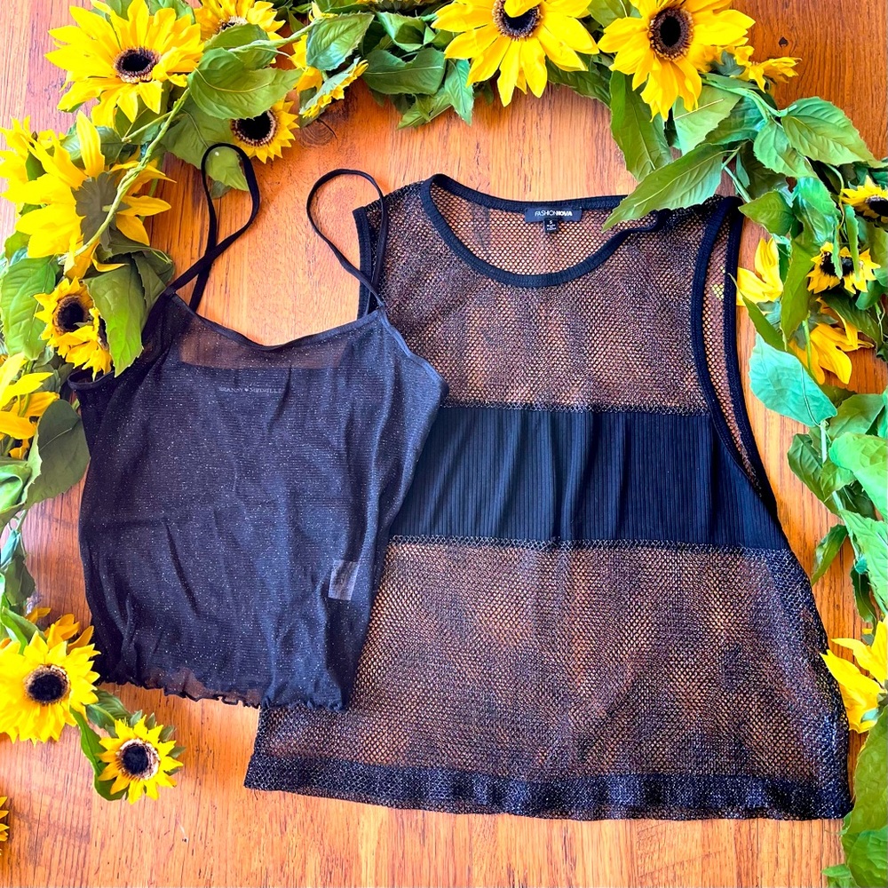 NWOT Sheer Sparkle Fishnet Tank Bundle SZ Small